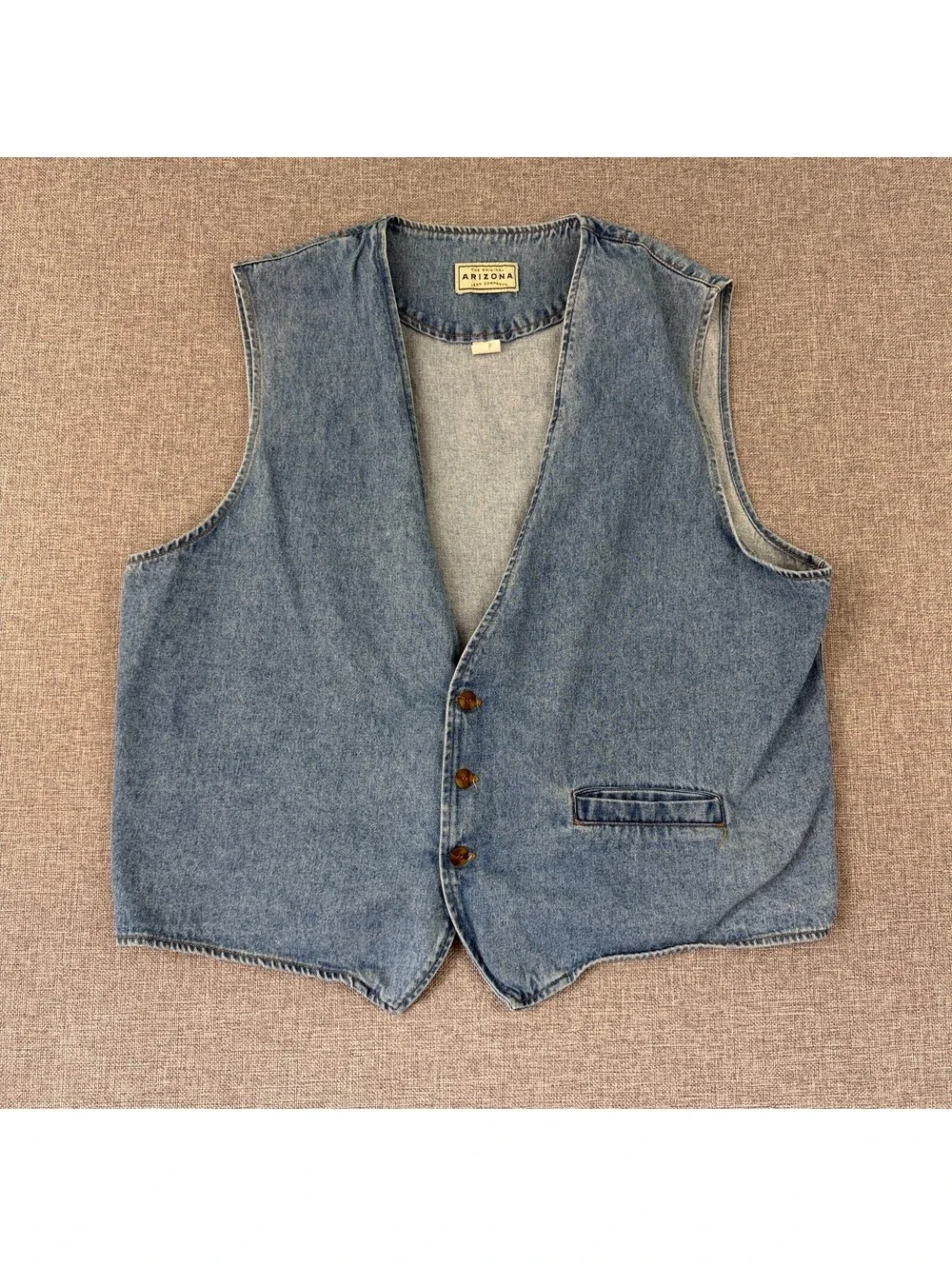 Vintage 90s Arizona Jean Co Denim Vest Size Large Western Buckle Back 3 Button